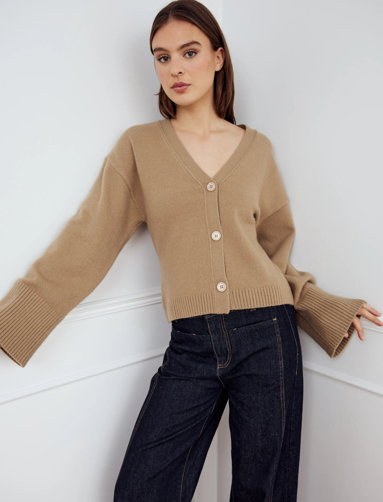 Noella Lenyx Knit, L, Beige, Strik > Cardigans, Dame