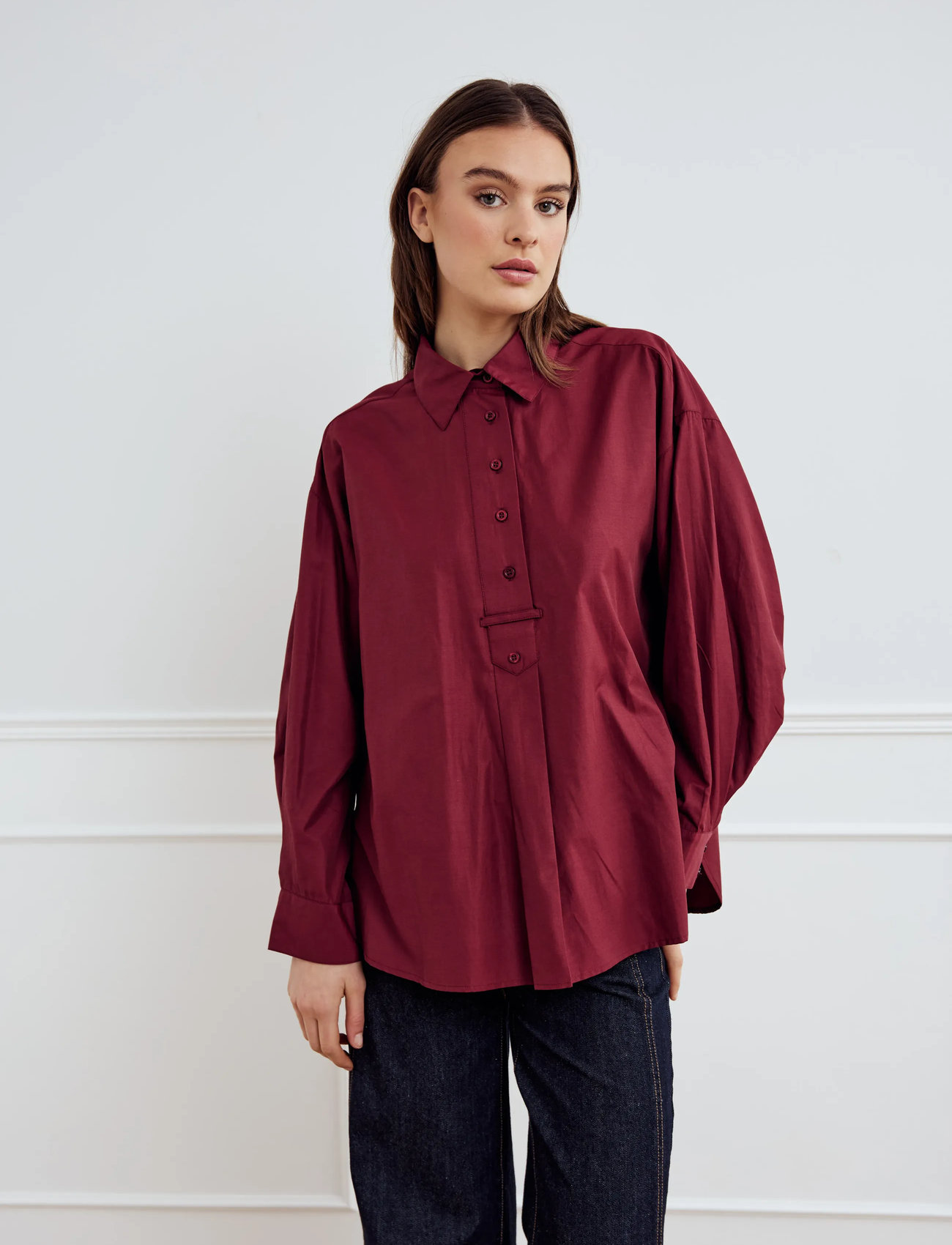 Noella Leonie Shirt, L, Burgundy, Skjorter > Langærmede, Dame