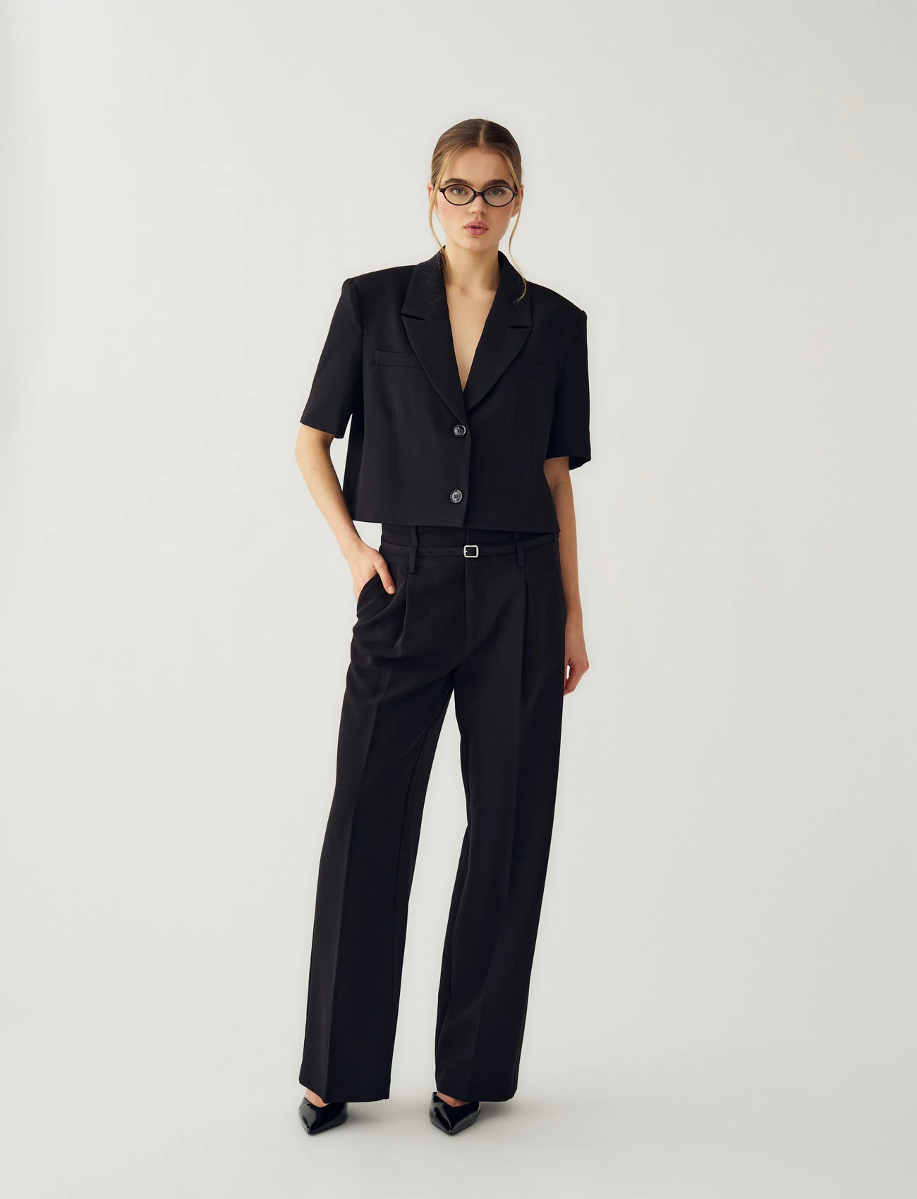 Noella N-Leanne Crop Blazer, XXL, Black, Blazere > Cropped Blazere, Dame