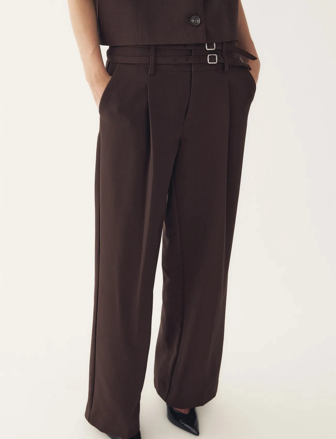 Noella N-Darryl Hw Pants, L, Brown, Bukser > Lige Ben, Dame