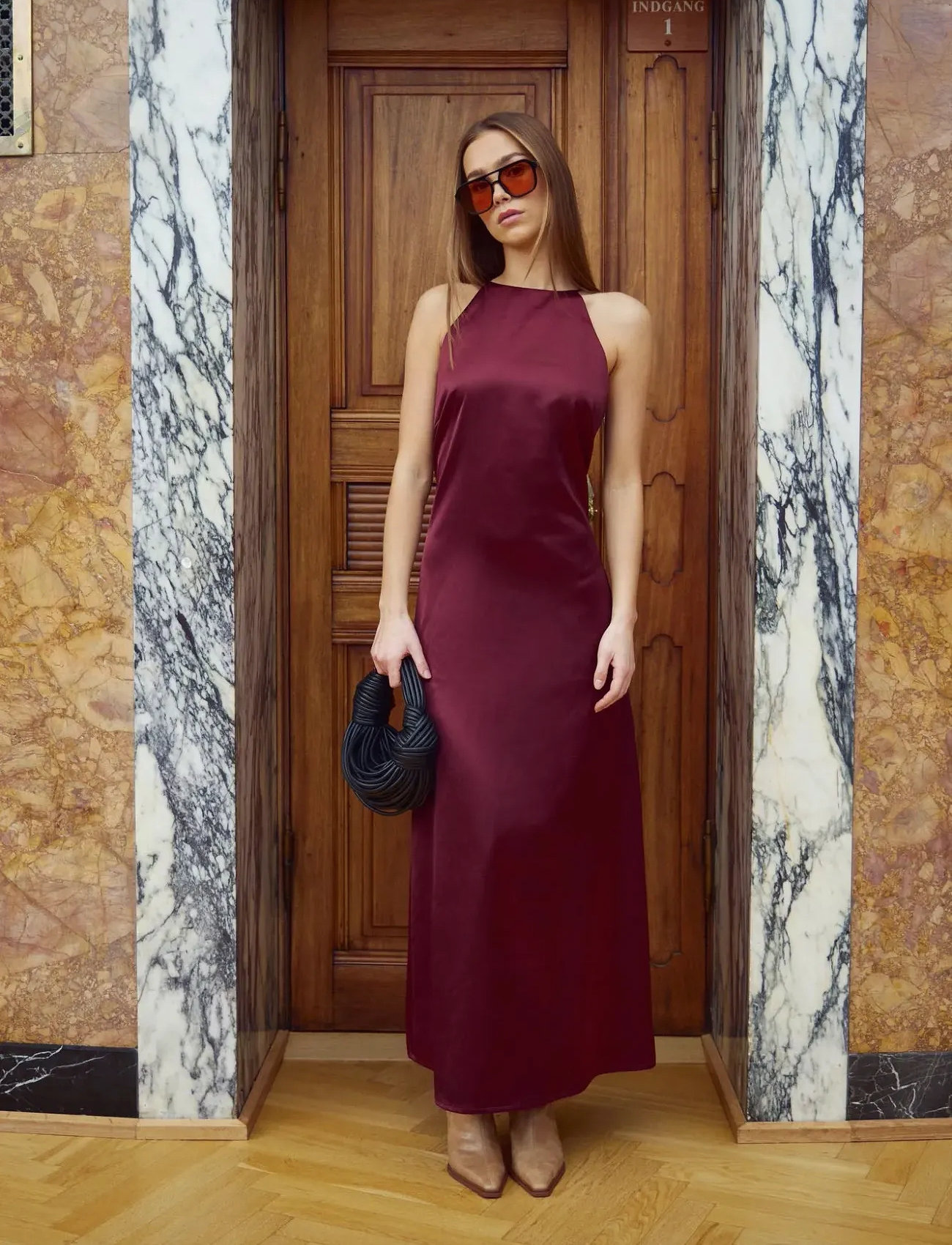 Noella Lacie Dress, XL, Burgundy, Kjoler > Maxikjole, Dame