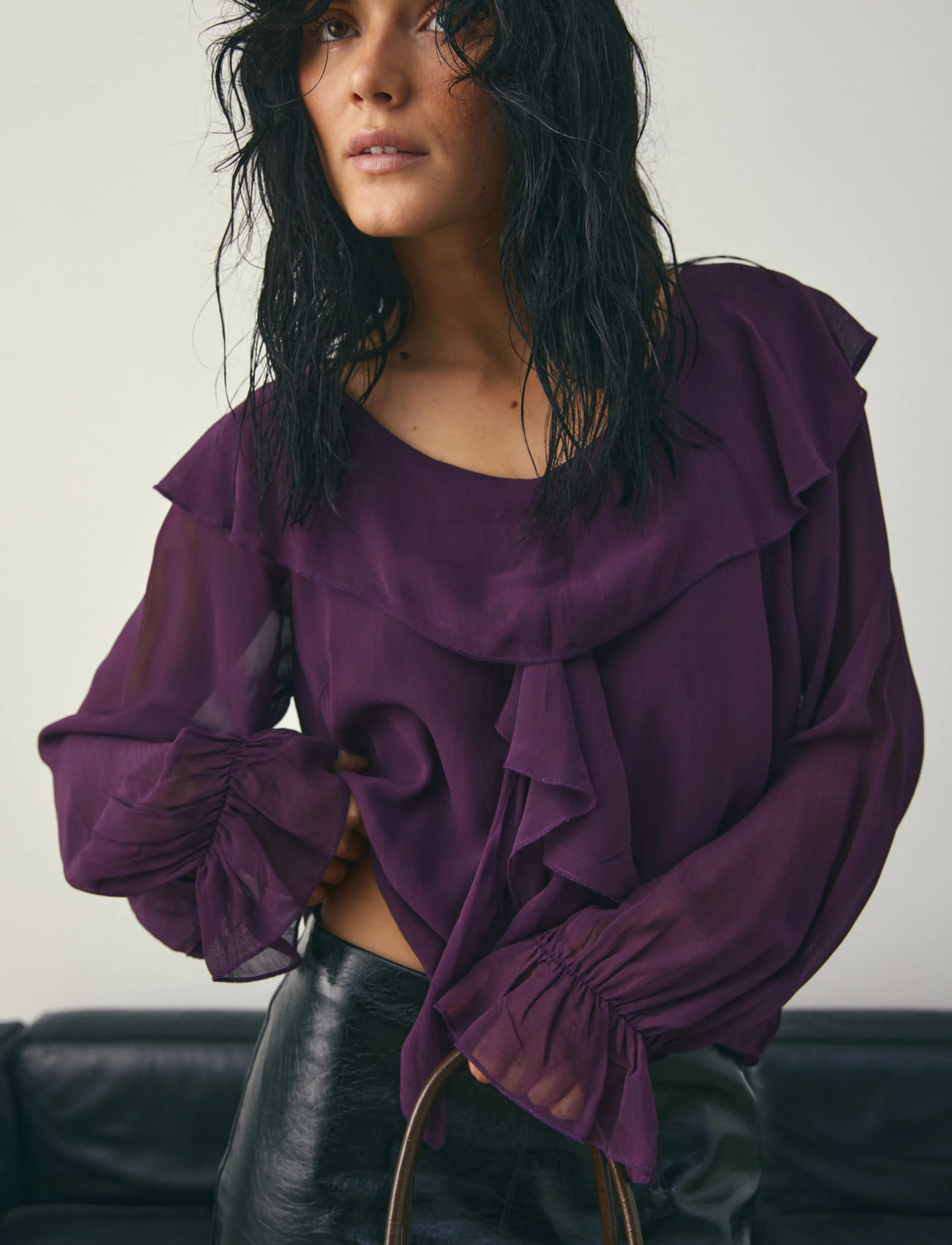 Noella Leiana Blouse, M, Purple, Bluser > Langærmede, Dame