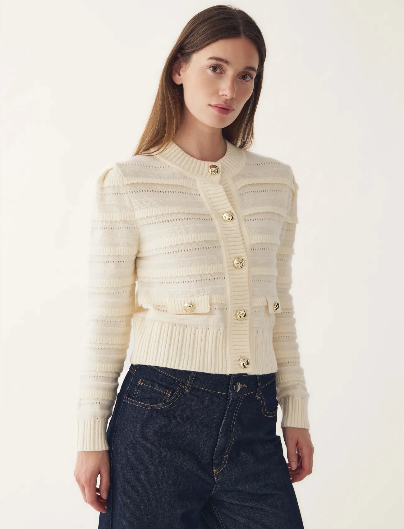 Noella N-Maddison Knit Cardigan, XL, Cream, Strik > Cardigans, Dame