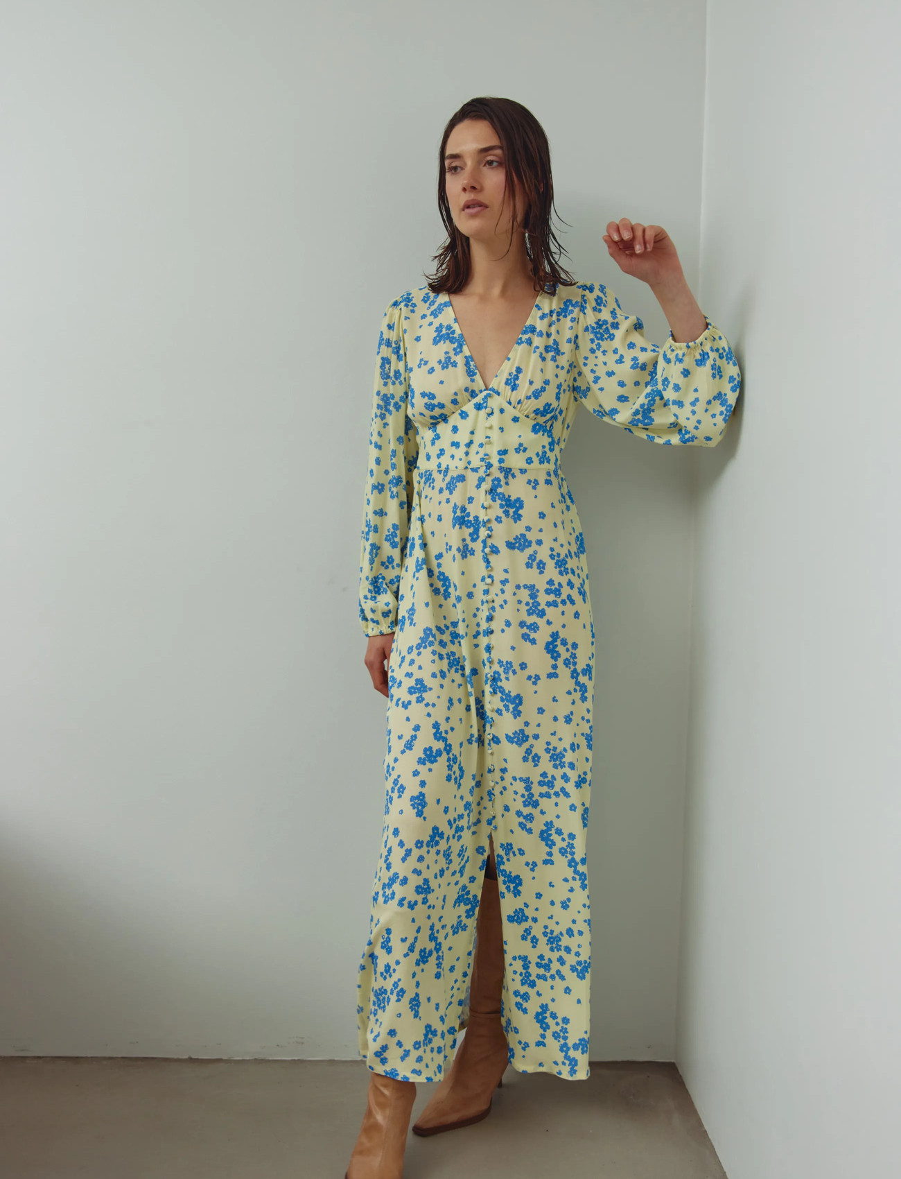 Noella N-Lilith Maxi Dress, XXL, Yellow, Kjoler > Maxikjole, Dame