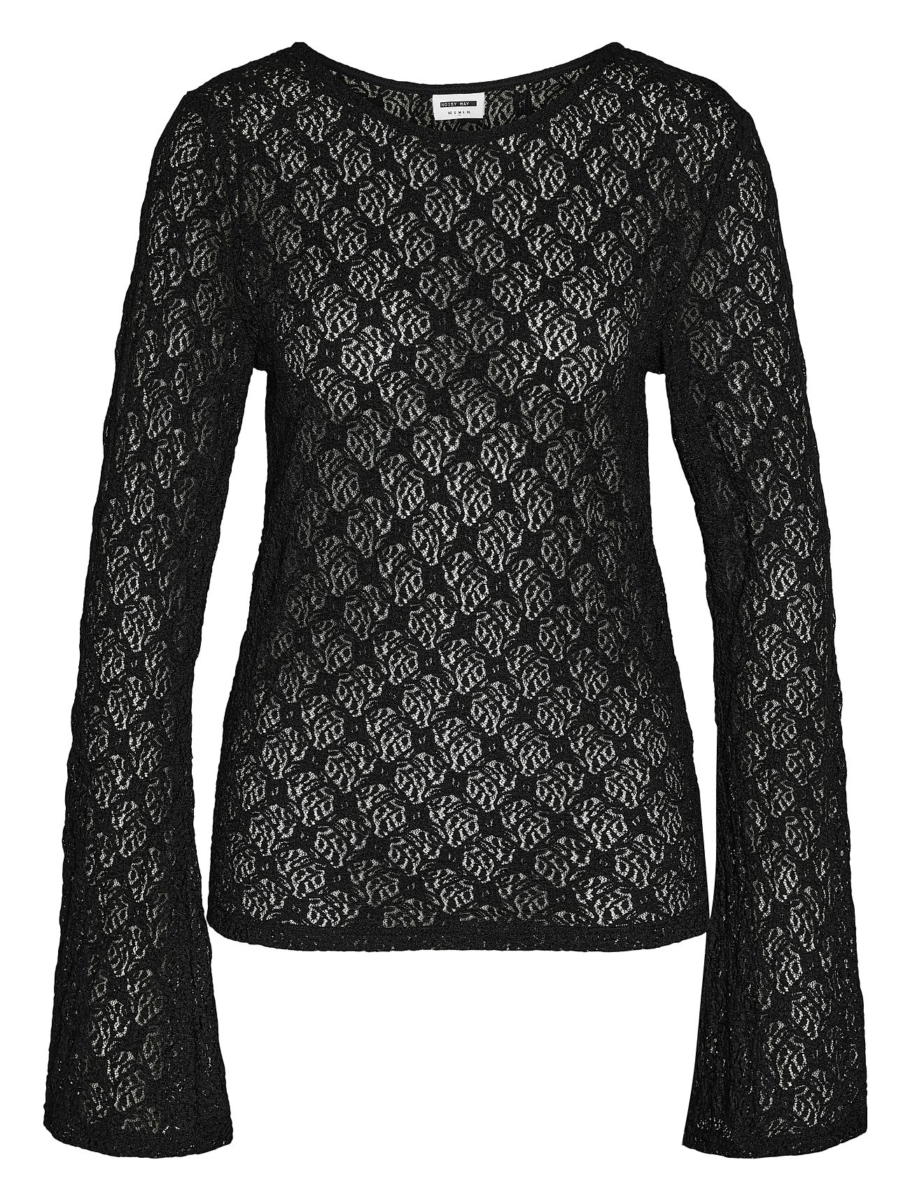 NOISY MAY Nmline L/S Boat Neck Lace Top Jrs Svart