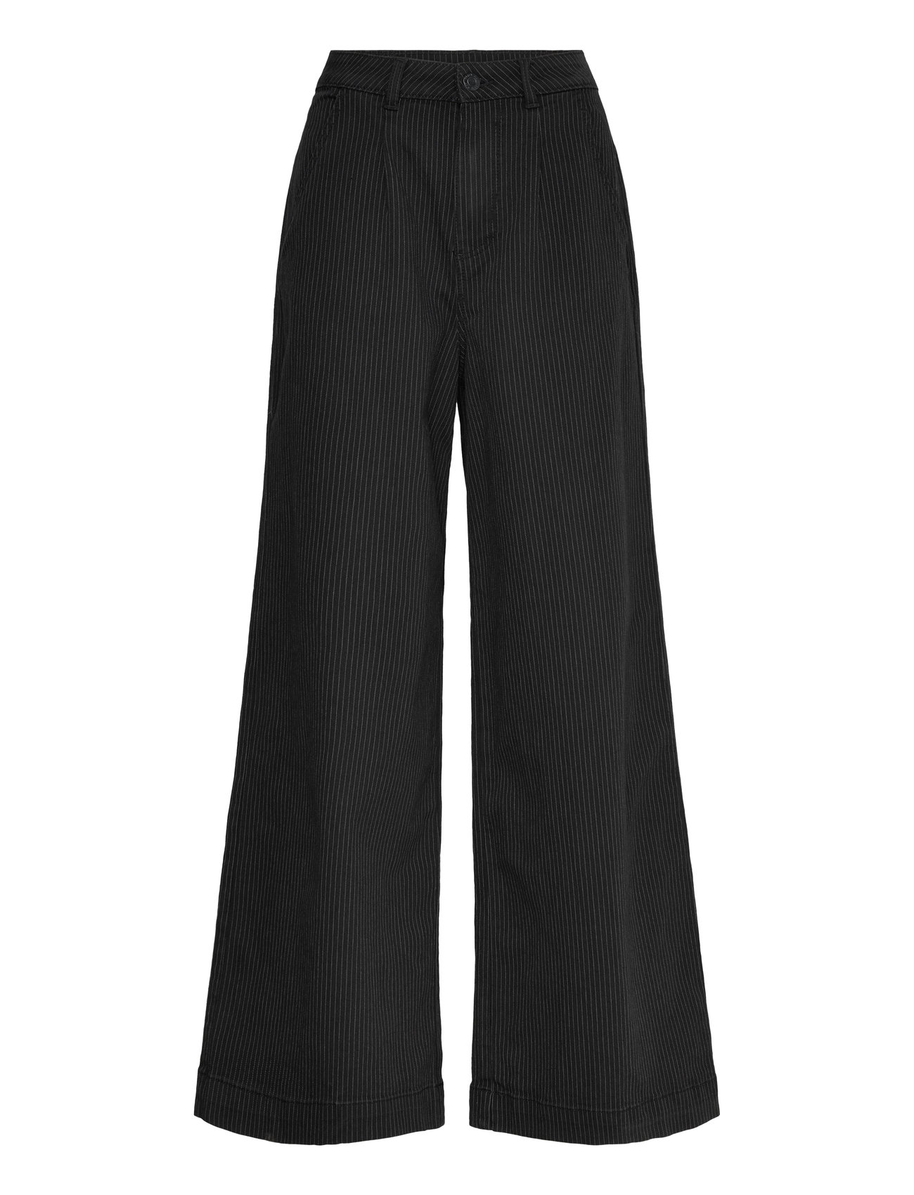 Nmhera Hw Wide Leg Pinstripe Pants Bottoms Trousers Wide Leg Black NOISY MAY