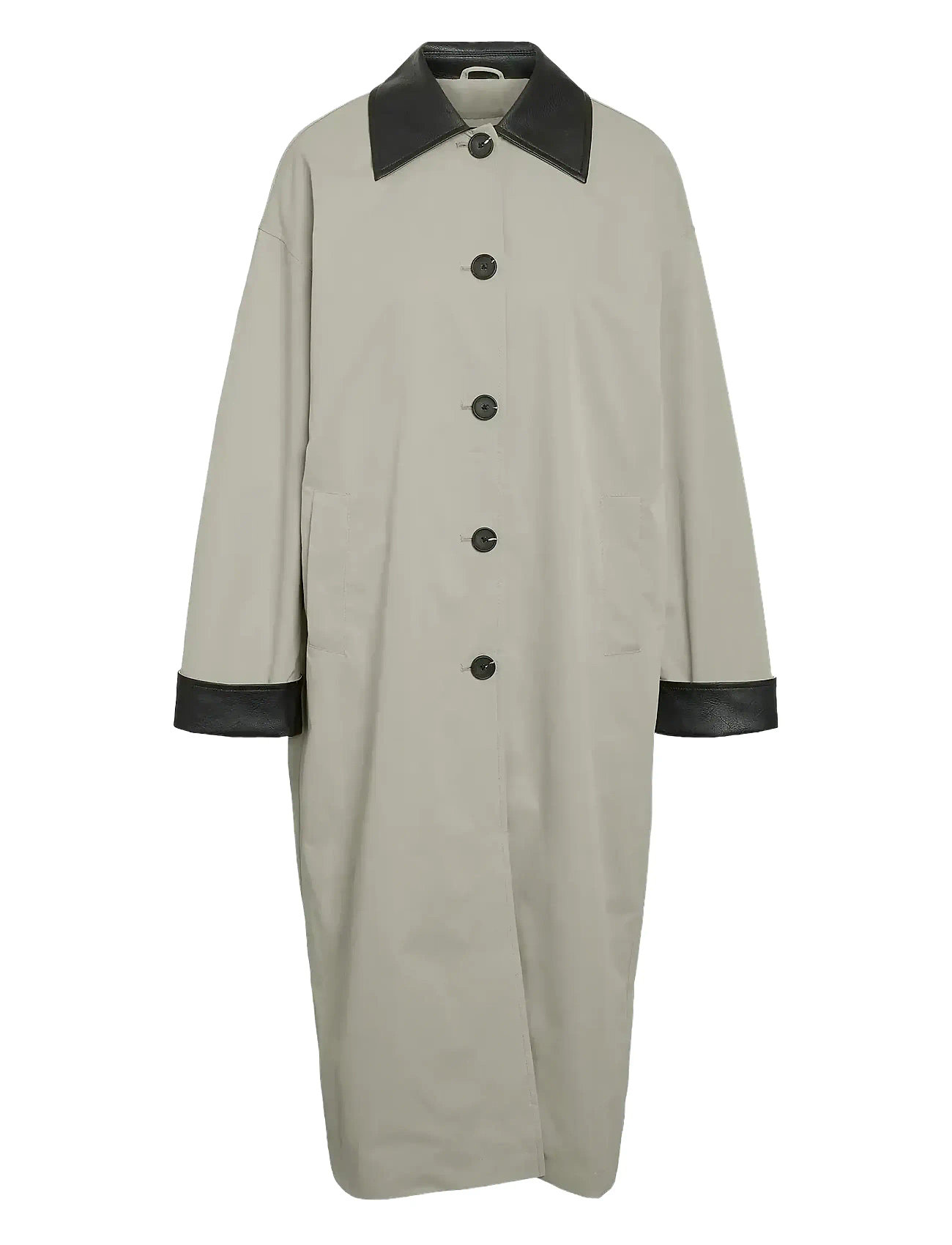 NOISY MAY Nmnora Pu Collar Long Mantel Grau - XS - Damen