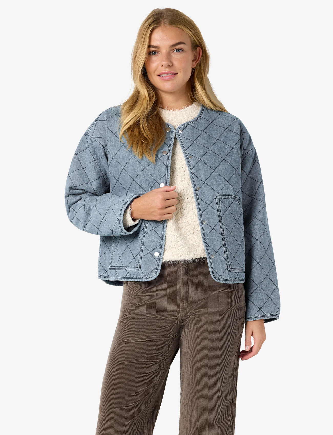 NOISY MAY Nmcleo Quilted Denim Jacket, XL, Blue, Jakker > Denim, Dame