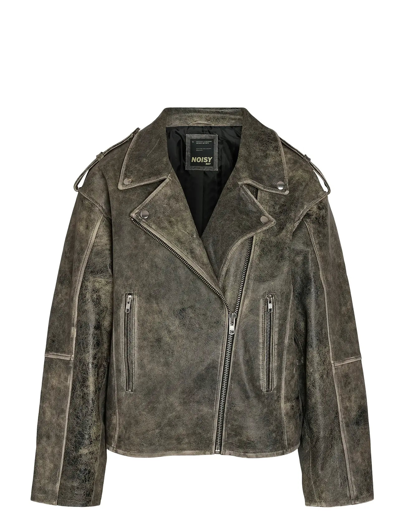 NOISY MAY Nmasta Leder Jacke Grau - S - Damen