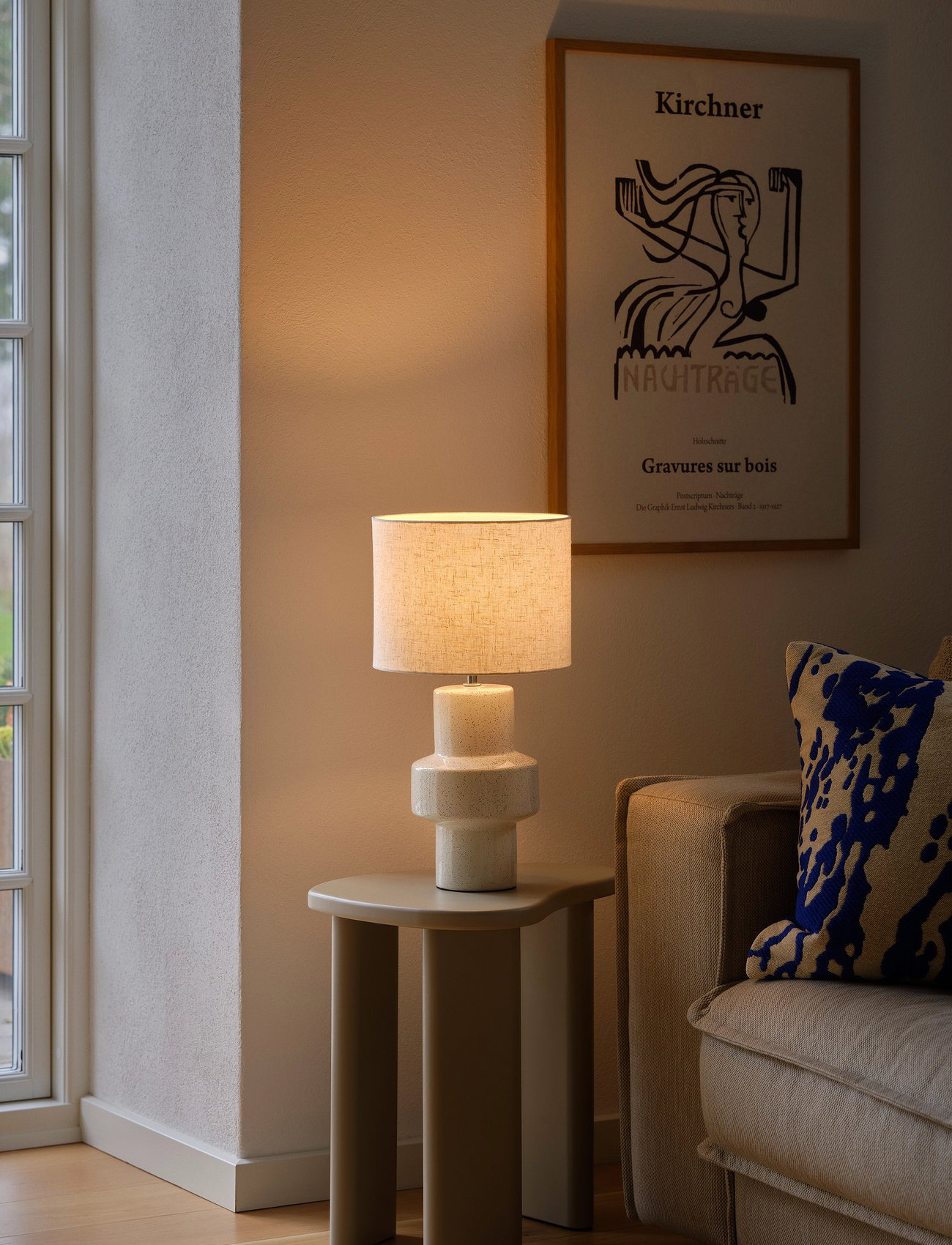 Nordlux Dugan | Bordlampe, H47 cm, Beige, Lamper > Bordlamper, Unisex