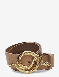Milo Leather Belt - NUDE/GOLD