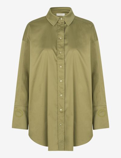 Davina Loose Shirt - långärmade skjortor - italian olive