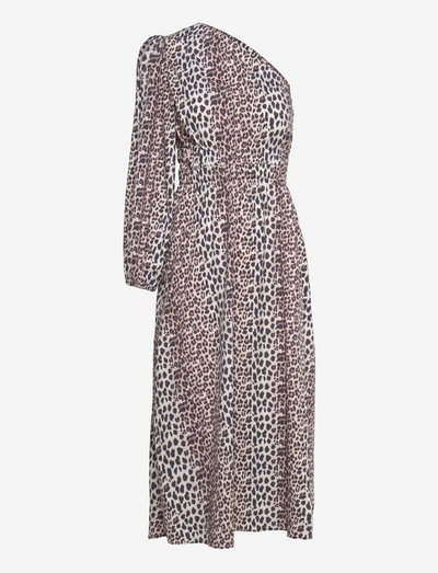Dassy One Shoulder Dress - festklänningar - leopard