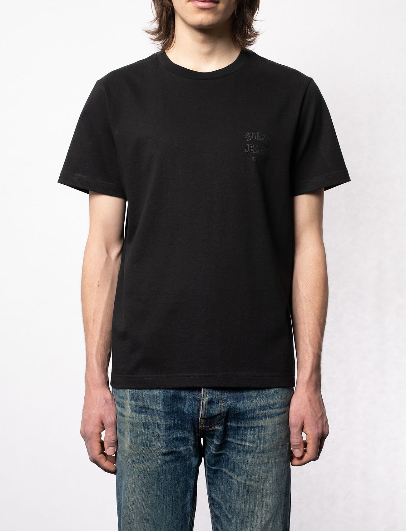 Nudie Jeans - Roy Logo Tee - basic t-shirts - black - 0