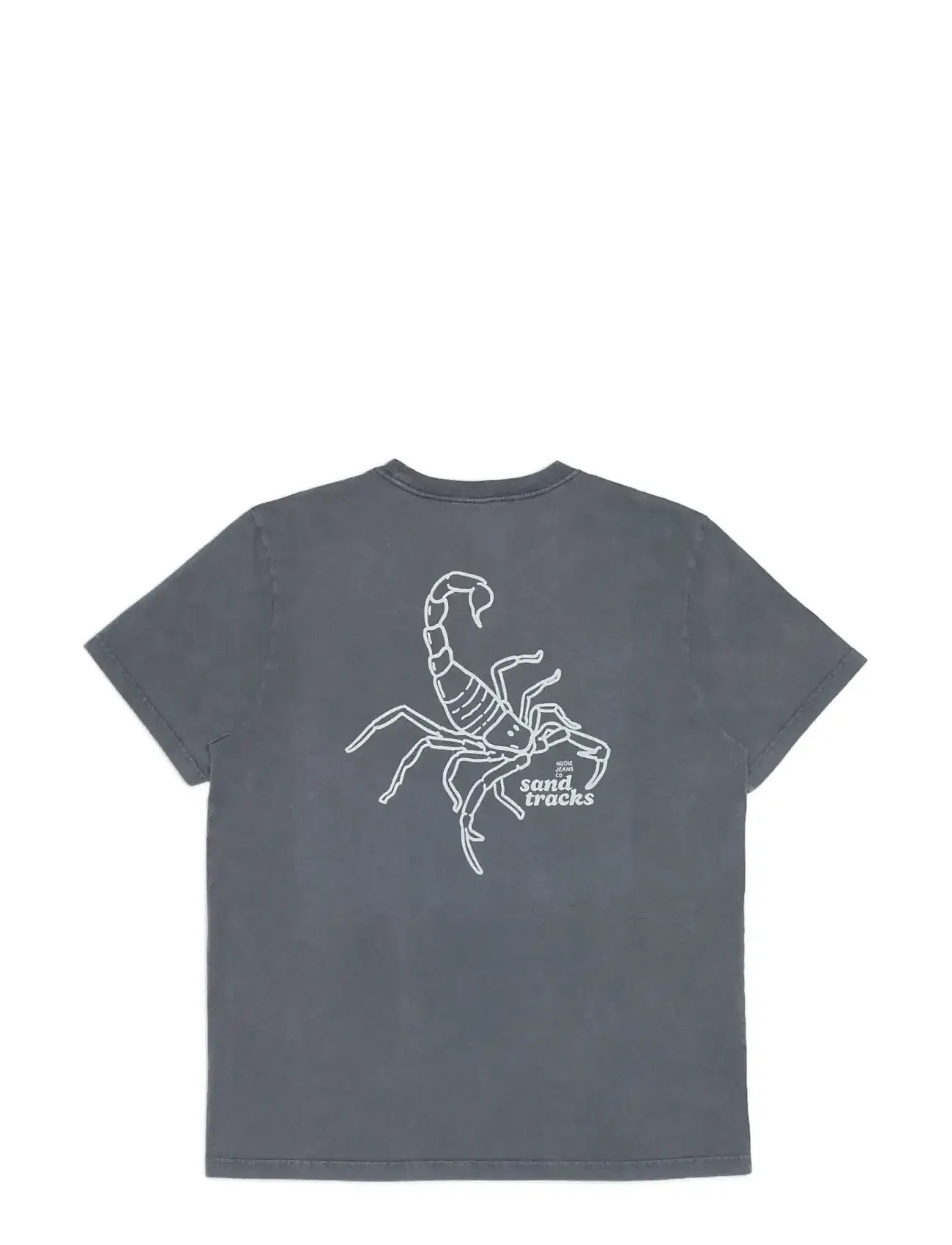 Nudie Jeans Roy Sand Tracks T-Shirt Antracite, S, Grey, T-Shirts > Kortærmede, Herre