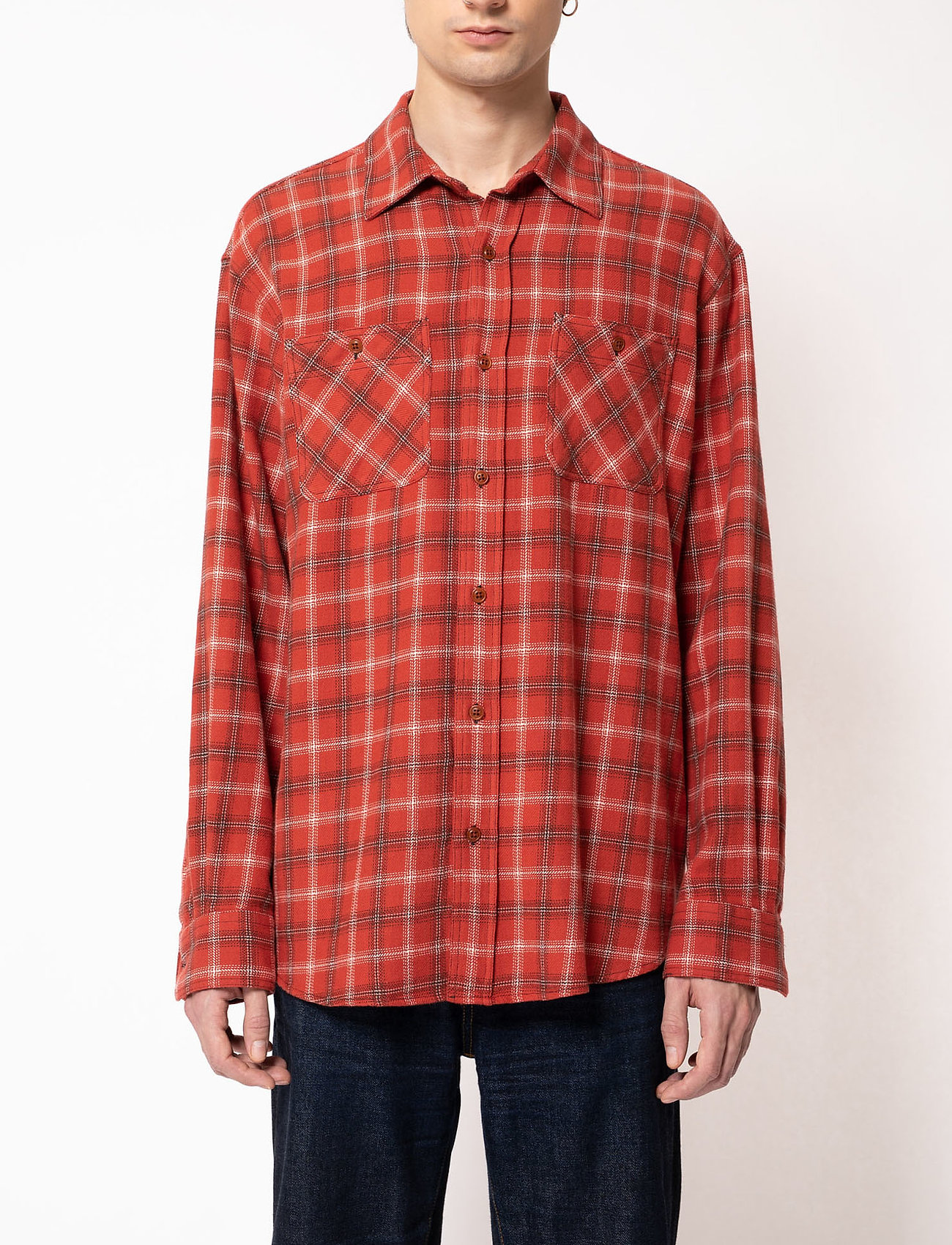 Nudie Jeans - Filip Flannel Lumber Check - linnen overhemden - poppy red - 0