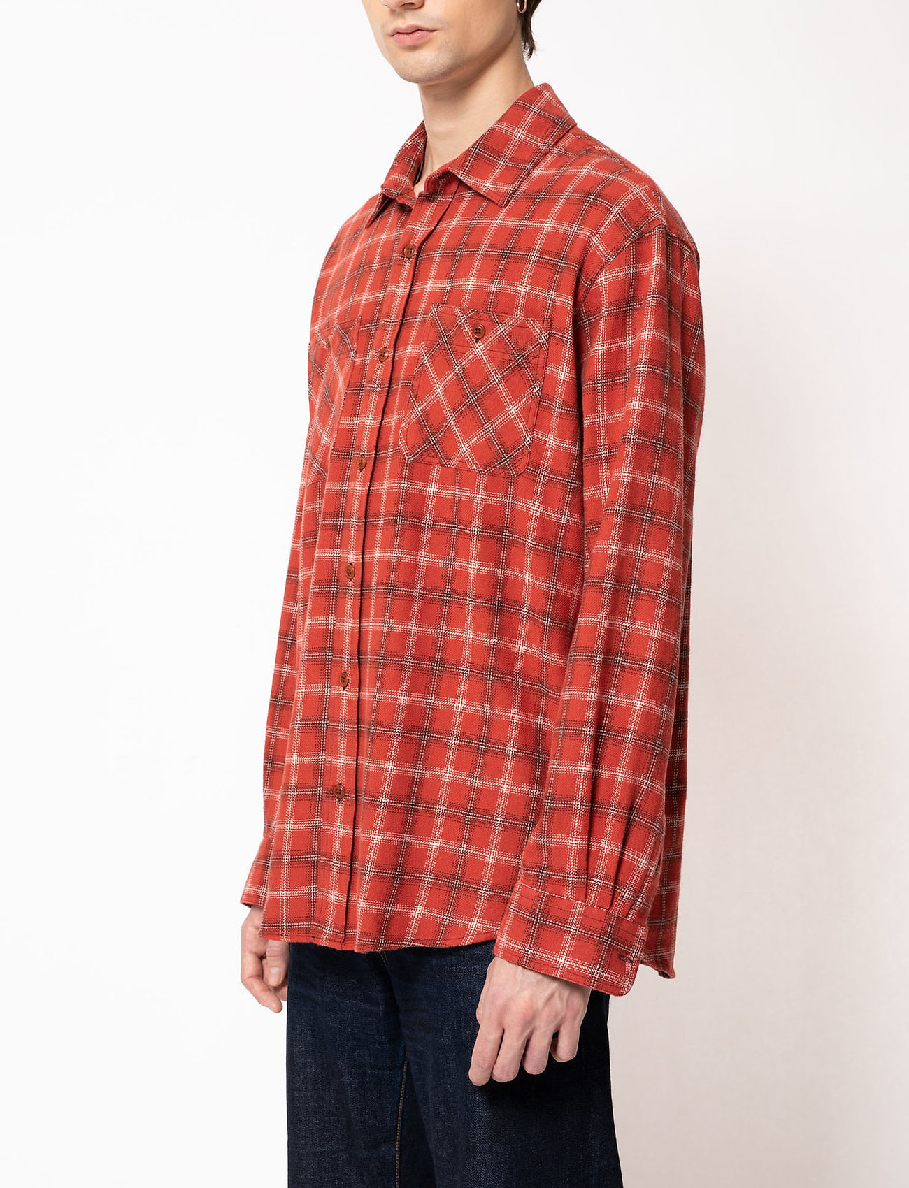 Nudie Jeans - Filip Flannel Lumber Check - linnen overhemden - poppy red - 3