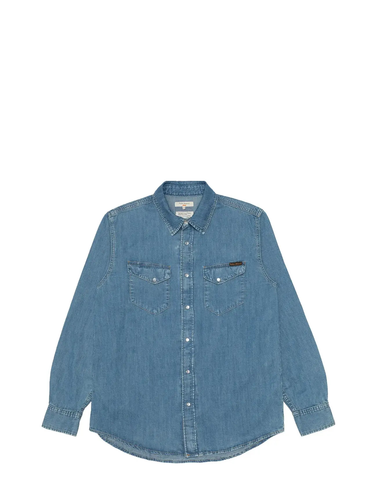 NUDIE JEANS Gunnar Hell Used Denim Shirt Hell Blau Blau - S - Herren