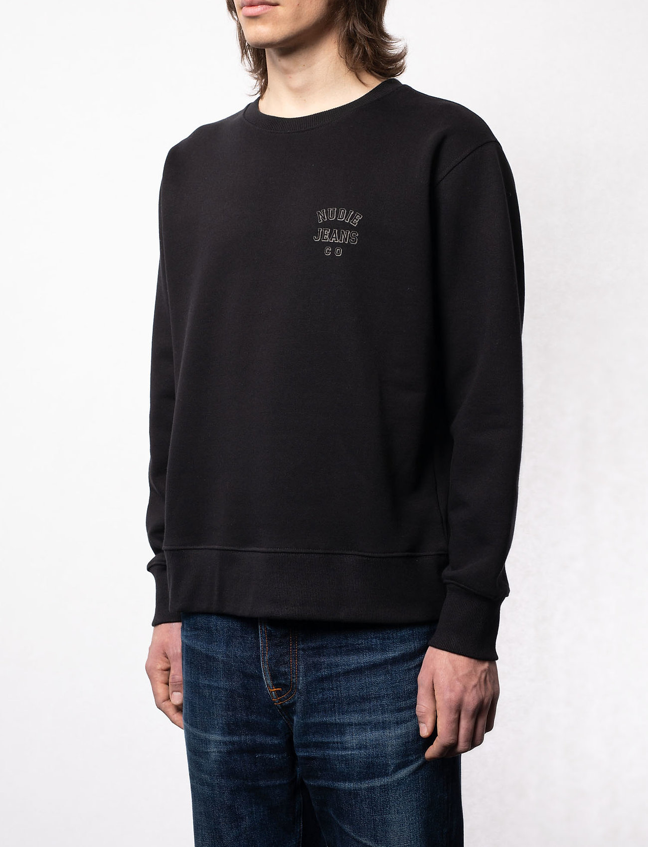 Nudie Jeans - Frasse Logo Sweatshirt Black - truien - black - 3