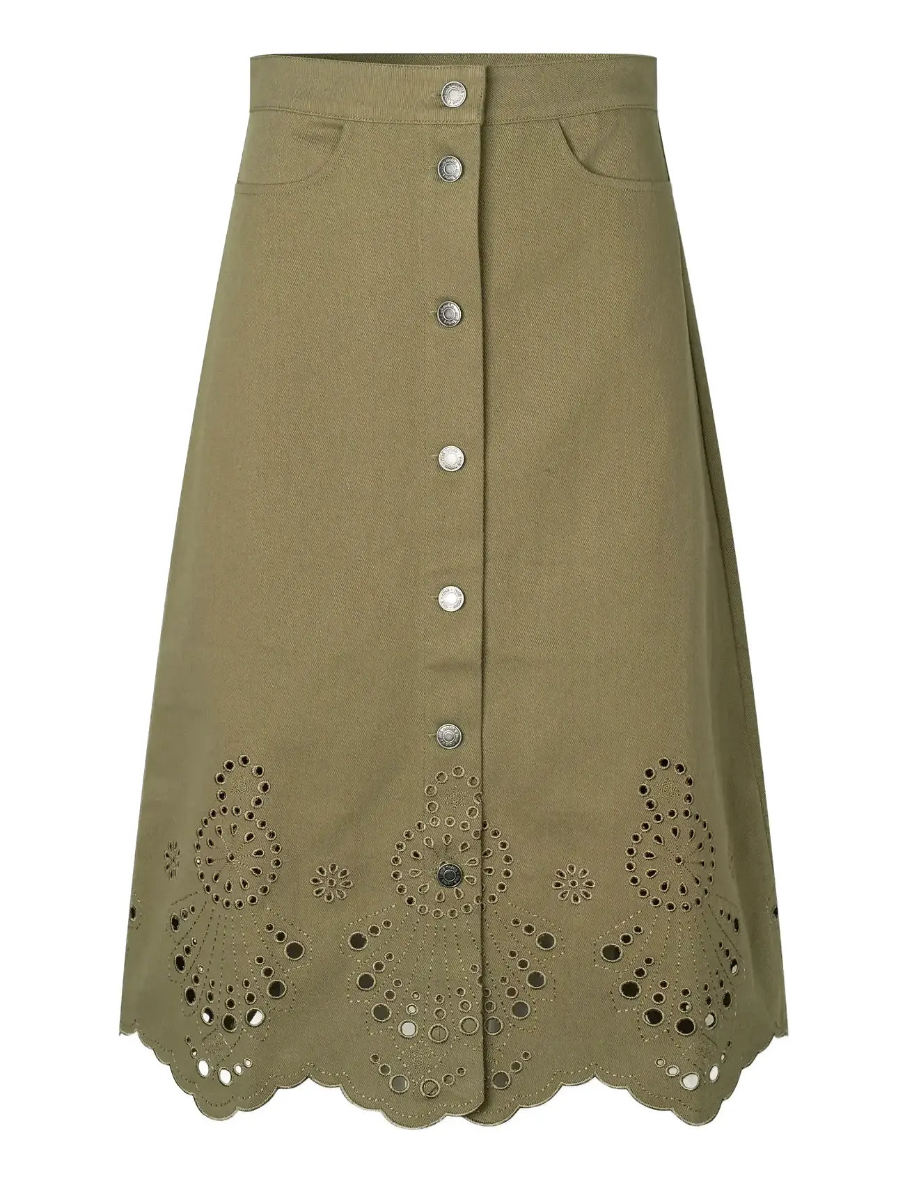 nué notes Burbank Skirt, 42, Khaki green, Nederdele > Knælange Og Midi Nederdele, Dame