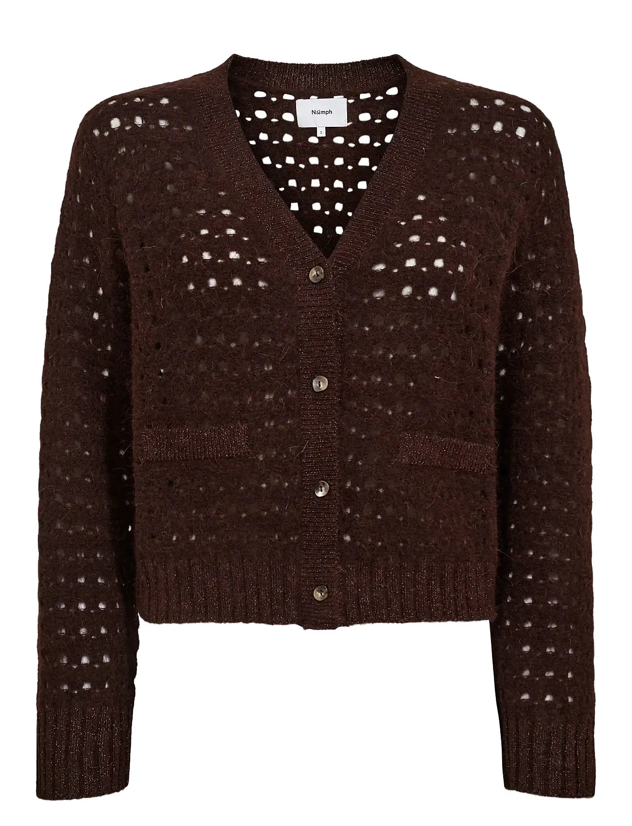 Nümph Nuriette Dot Pointelle Cardigan, M, Brown, Strik > Cardigans, Dame
