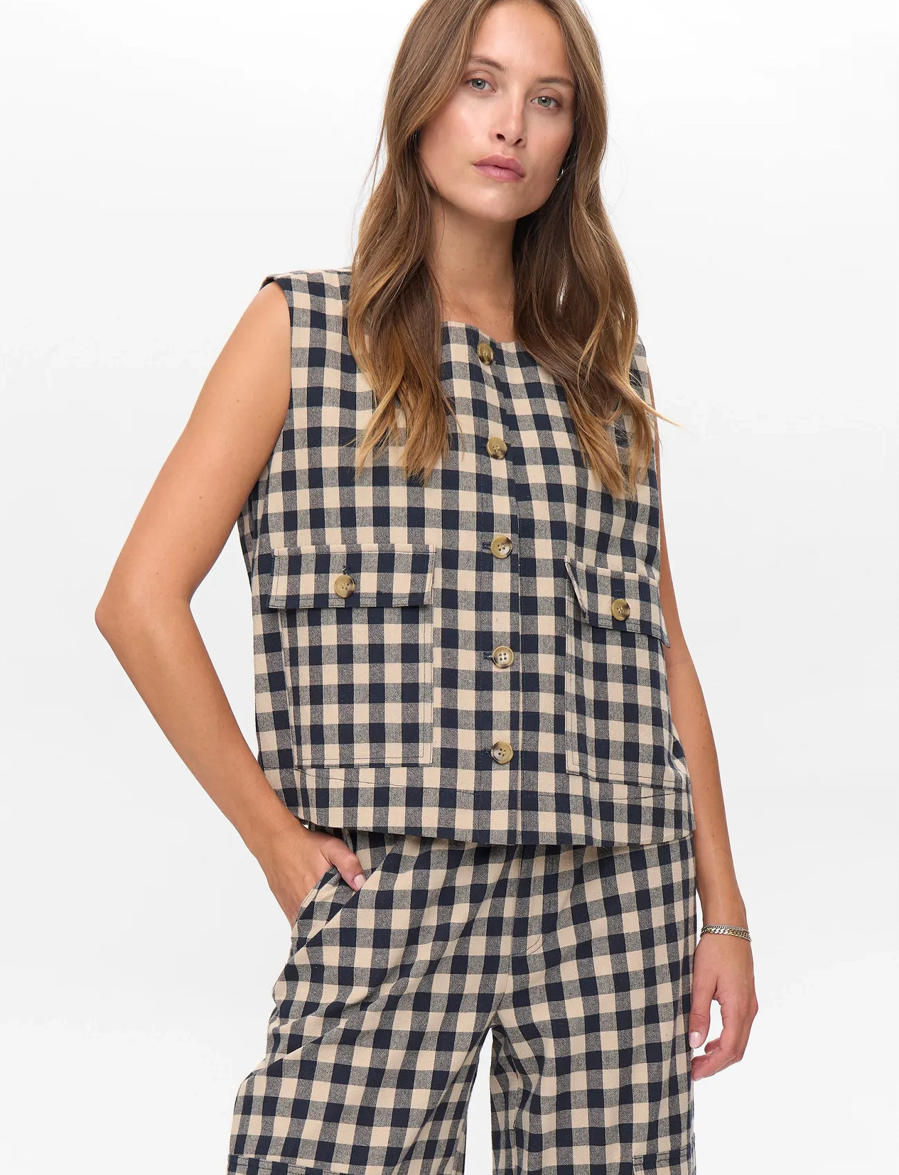 Nümph Nuchikka Waistcoat, 42, Navy, Veste > Strikkede Veste, Dame