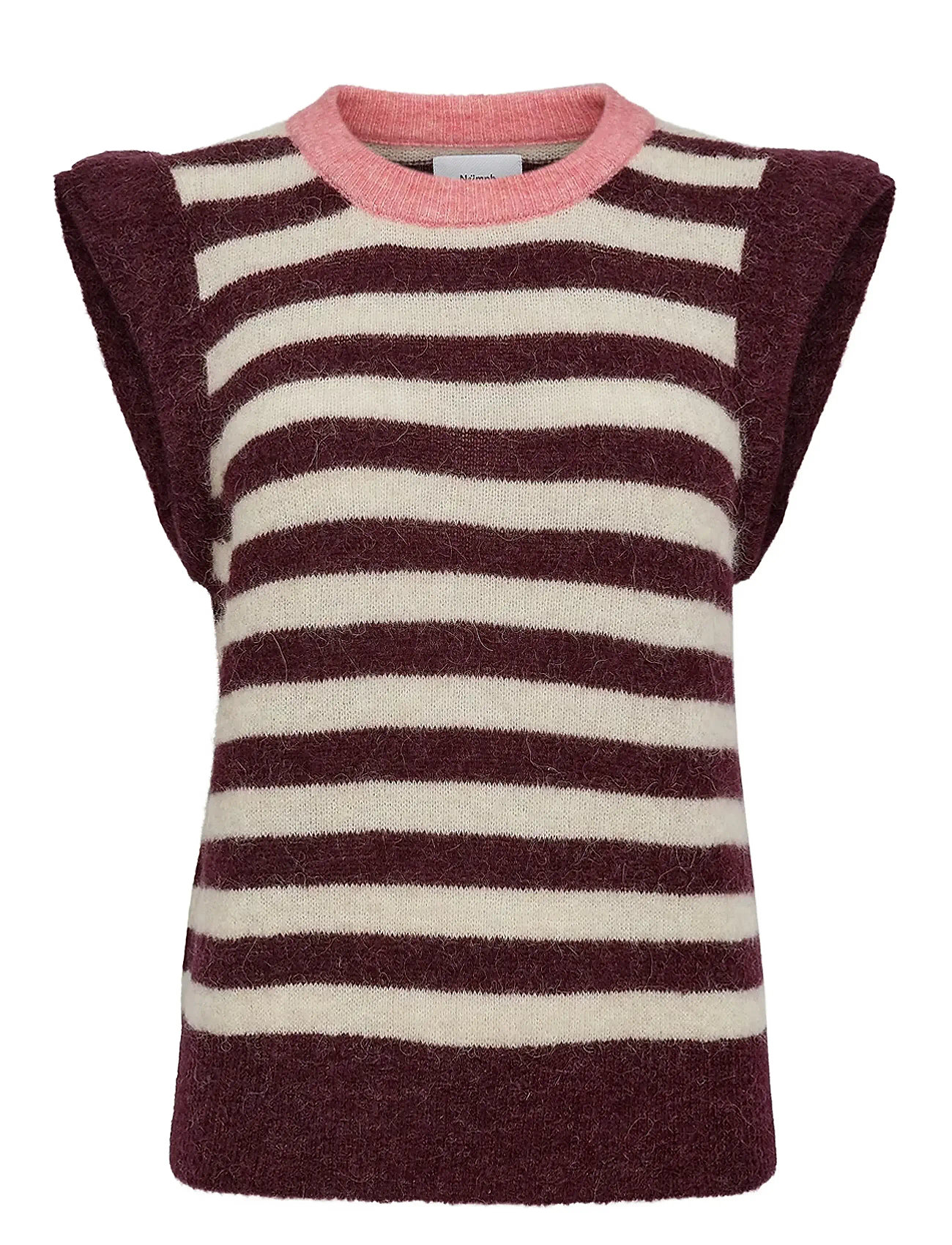 Nümph Nuciara Riette Stripe Vest, XL, Burgundy, Veste > Strikkede Veste, Dame