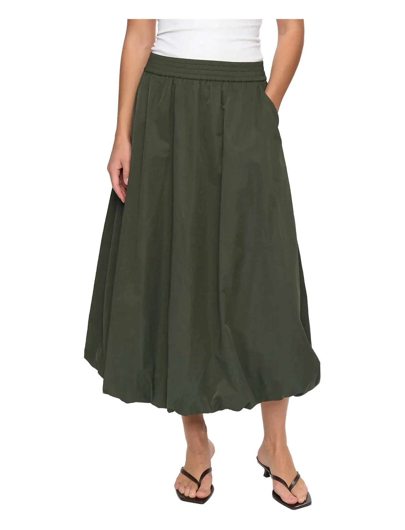 Nümph Nufrankie Balloon Skirt, 40, Khaki green, Nederdele > Knælange Og Midi Nederdele, Dame