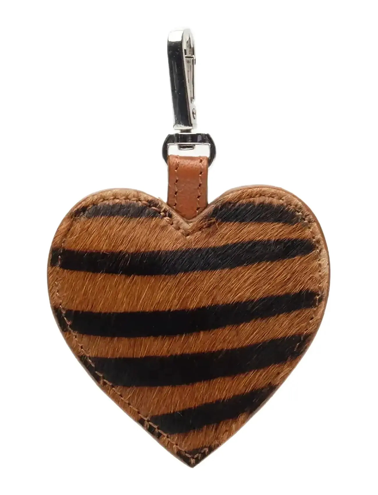 NUNOO Bagcharm Heart Stripes Deluxe Dunkelbraun Braun - One Size - Damen