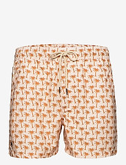 Beige Palm Swim Shorts - BEIGE