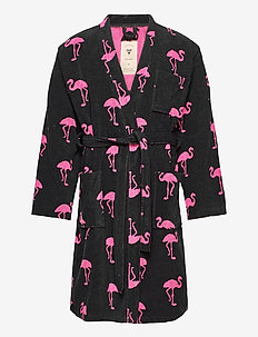 The Flamingo Robe - bathroom textiles - black