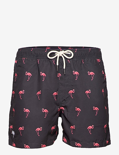 Black Flamingo Swim Shorts - swim shorts - black
