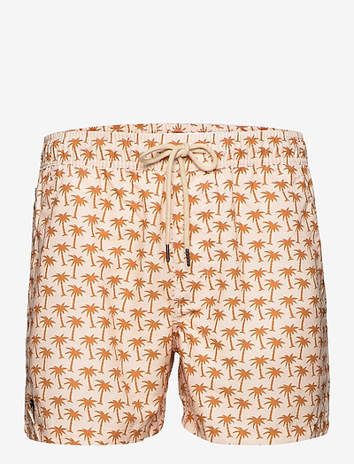 Beige Palm Swim Shorts - swim shorts - beige