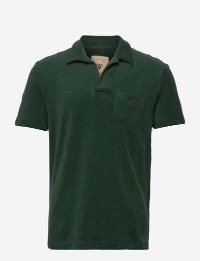 Solid Green Terry Shirt - kortermede - green