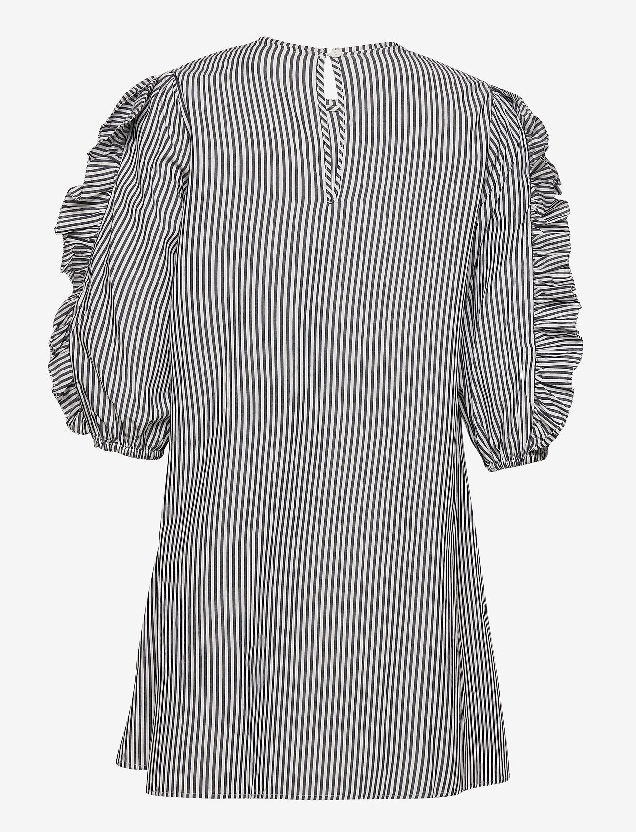 black dress with white stripes on bottom