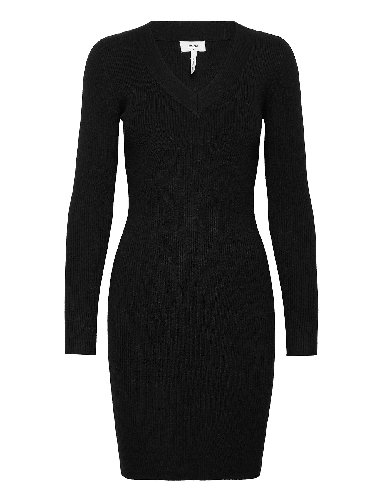 Objfae Thess L/S Rib Knit Dress Black Object