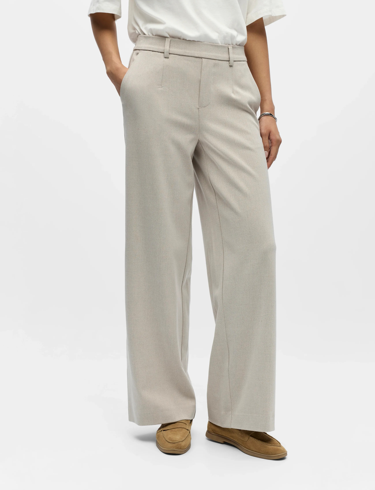 Object Objlisa Wide Pant Noos, 42, Cream, Bukser > Brede Ben, Dame