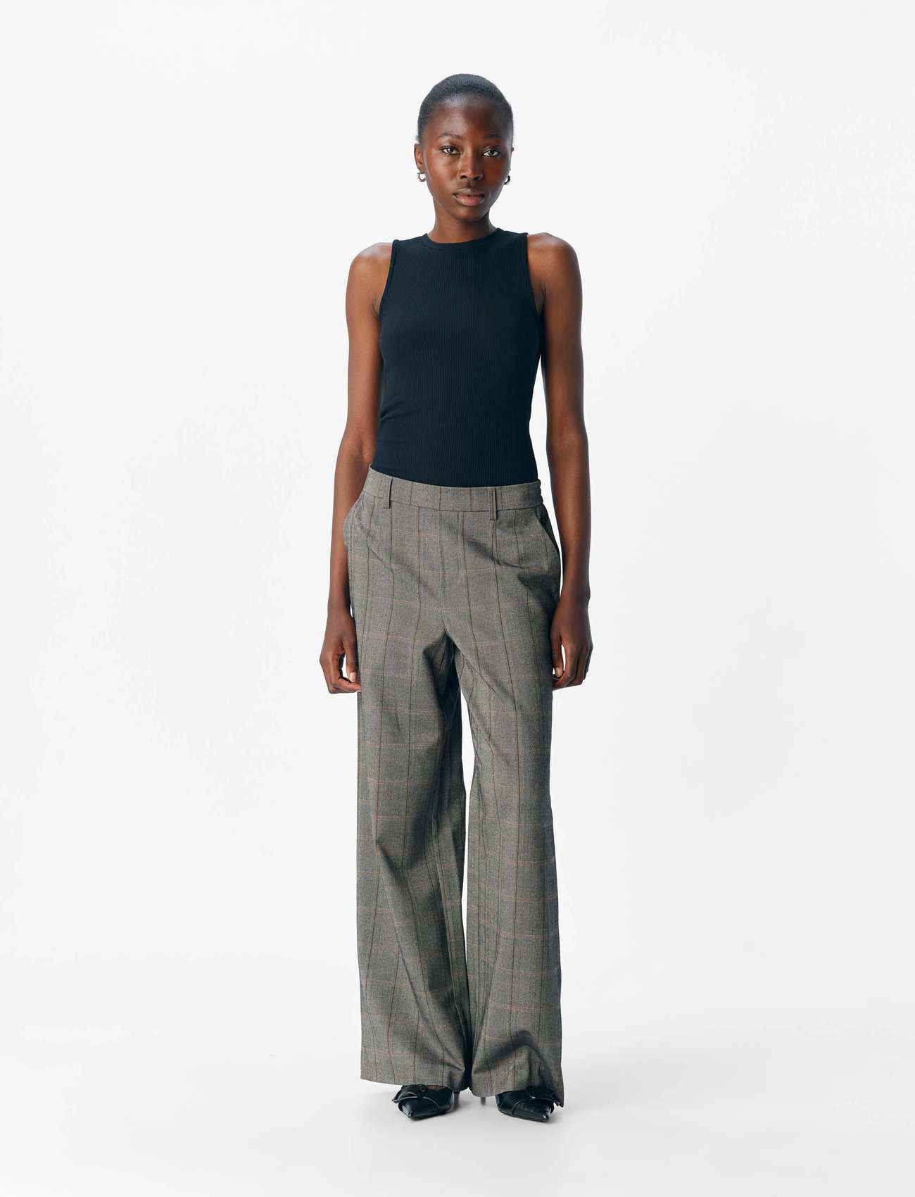 Object Objlisa Wide Pant Aop Noos, 42, Grey, Bukser > Brede Ben, Dame