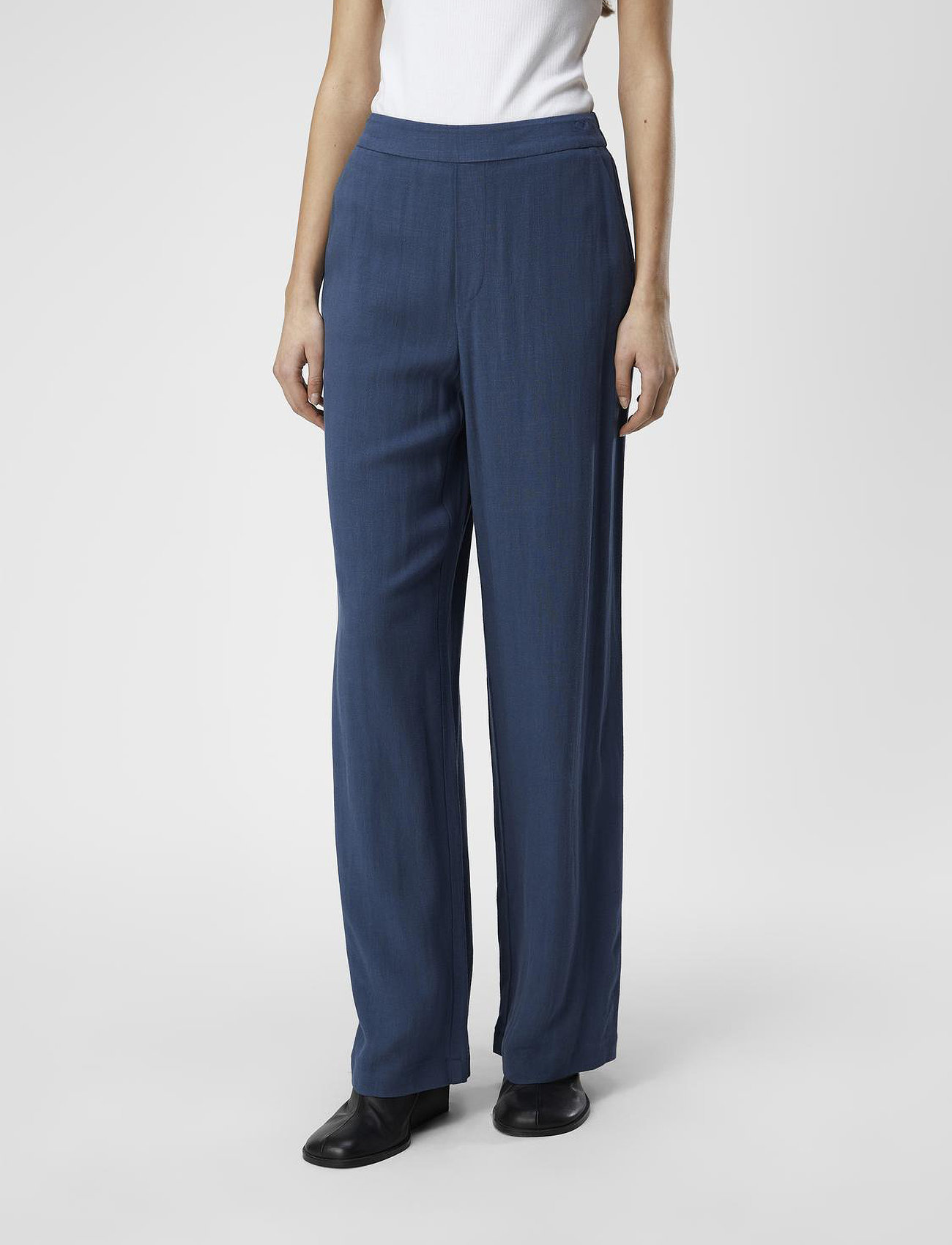 Object Objsanne Aline Wide Pant Noos, 34, Navy, Bukser > Brede Ben, Dame