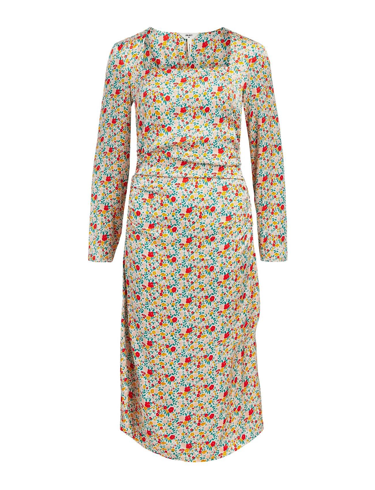 Objjabin L/S Slim Dress 126 Knelang Kjole Multi/patterned Object