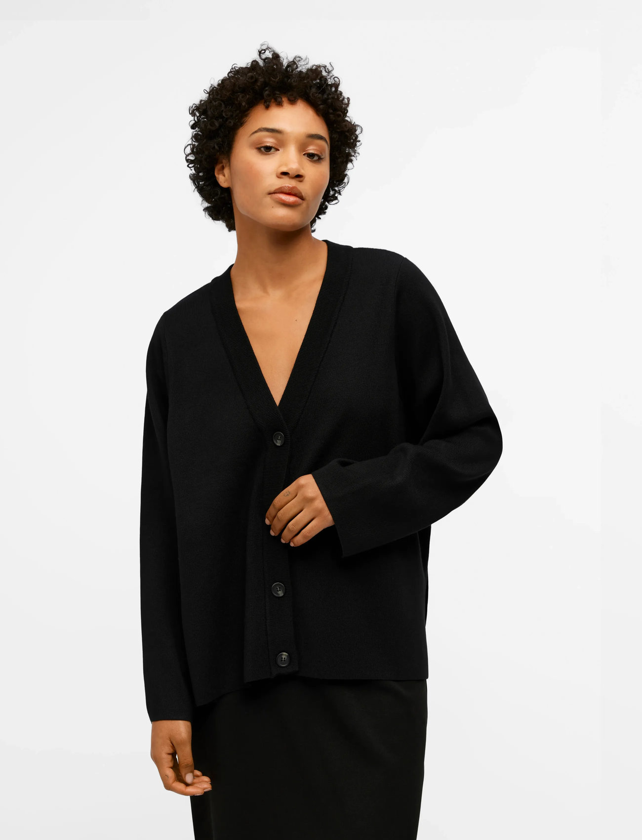 Object Objester L/S Cardigan Noos, XS, Black, Strik > Cardigans, Dame