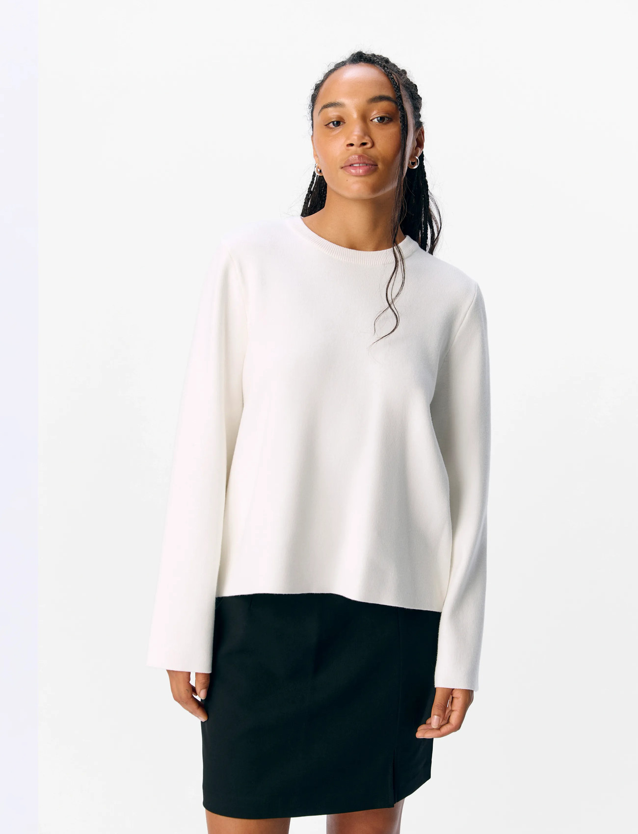 Object Objreynard O-Neck Pullover Noos, S, White, Strik > Trøjer, Dame