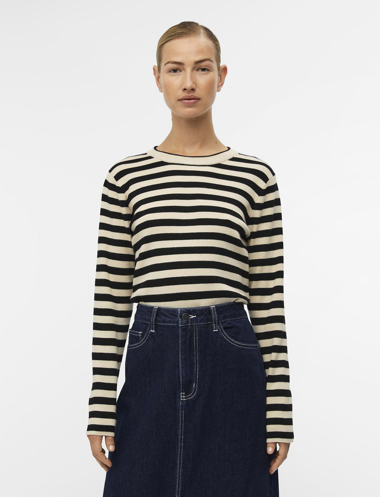 Object Objester Sli L/S Knit Pullover Noos, M, Beige, Strik > Trøjer, Dame
