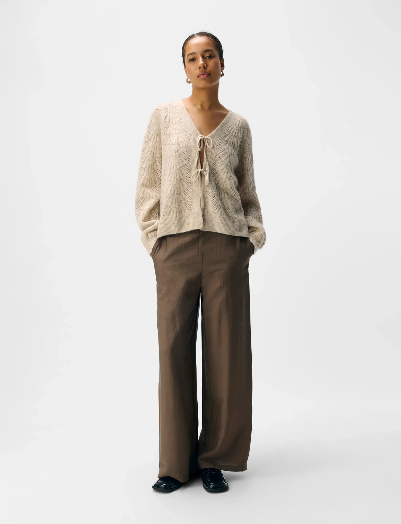 Object Objflora Re L/S Knit Cardigan Noos, S, Grey, Strik > Cardigans, Dame