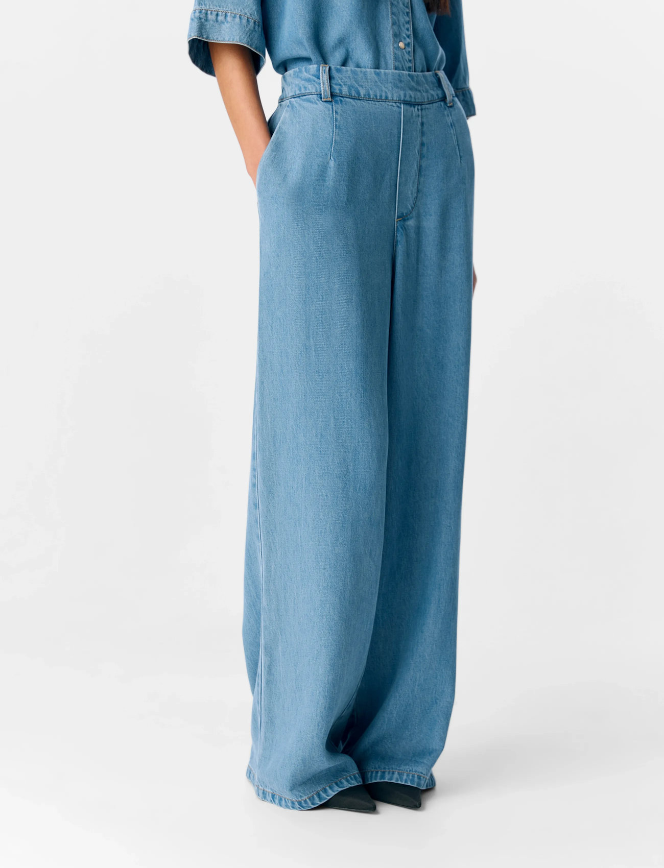 Object Objframe Lisa Wide Mw Pant Noos, S, Blue, Bukser > Brede Ben, Dame