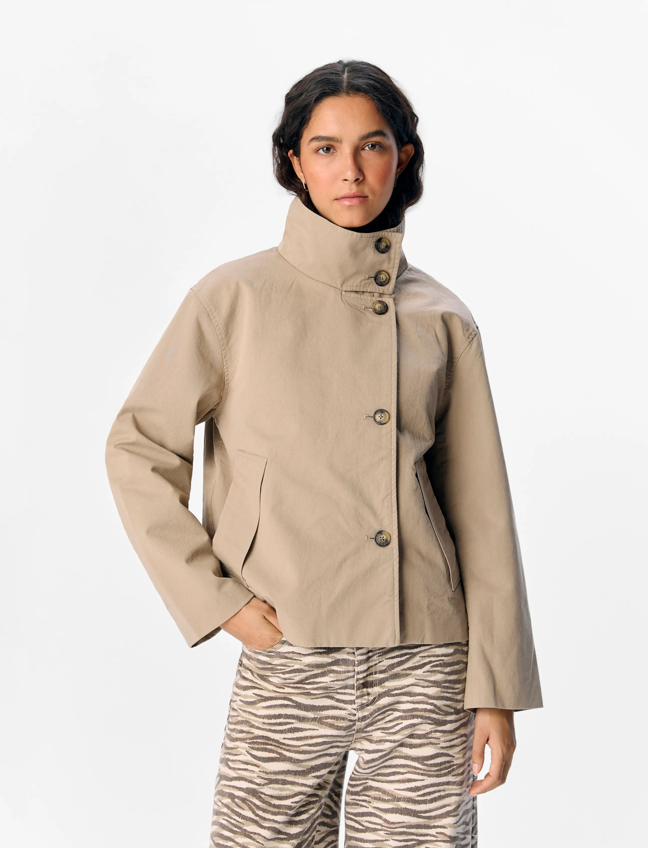 Object Objgro Re Short Jacket Noos, 38, Beige, Jakker > Let Sommerjakke, Dame