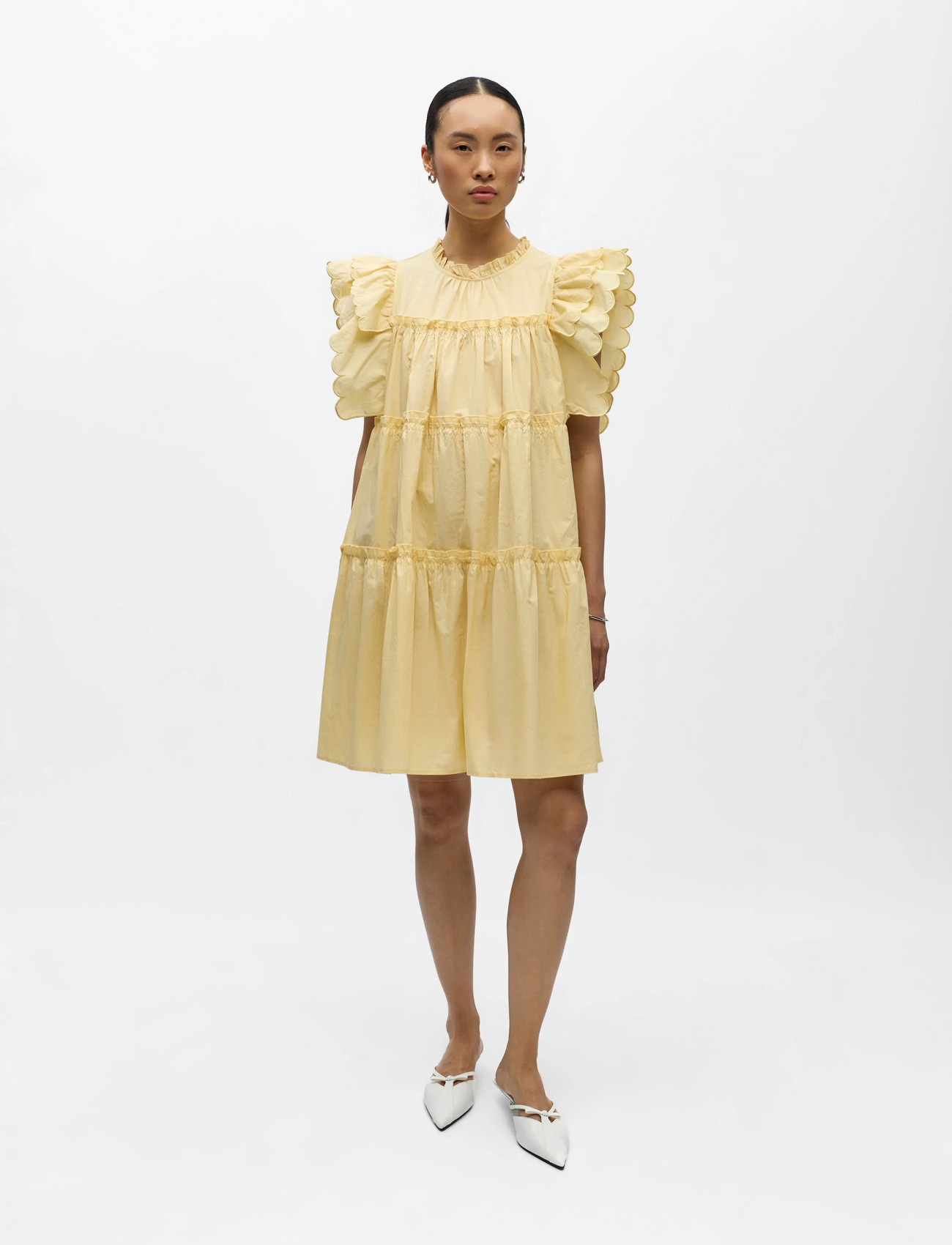 Object Objhope S/L Dress Rep, 36, Yellow, Kjoler > Kort Kjole, Dame