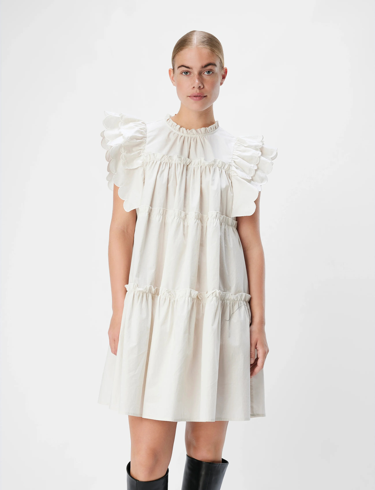 Object Objhope S/L Dress Rep, 44, White, Kjoler > Kort Kjole, Dame
