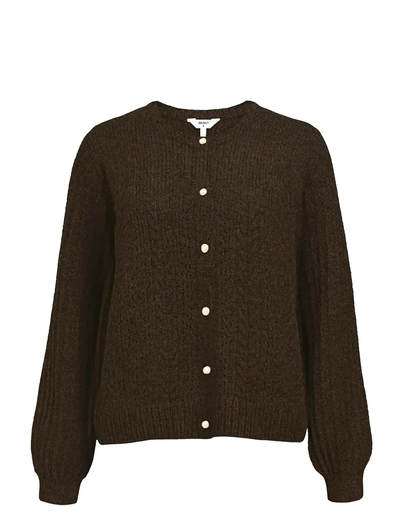 OBJECT Objflora Re Ls Knit Button Cardigan Noos Braun - M - Damen