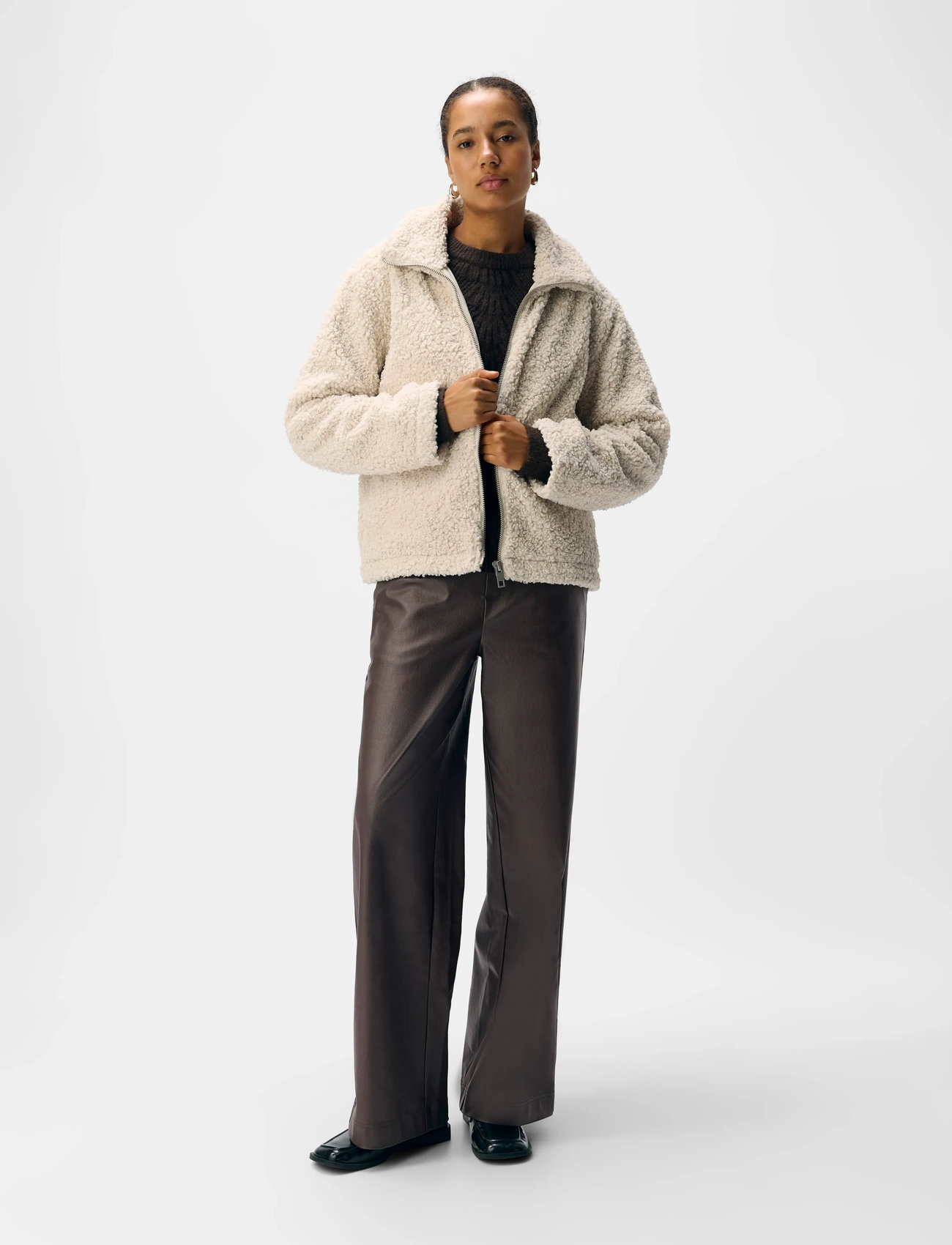 Object Objfreya Re L/S Jacket Noos, 40, Cream, Sweatshirts & Hættetrøjer > Fleeces & Midlayers, Dame
